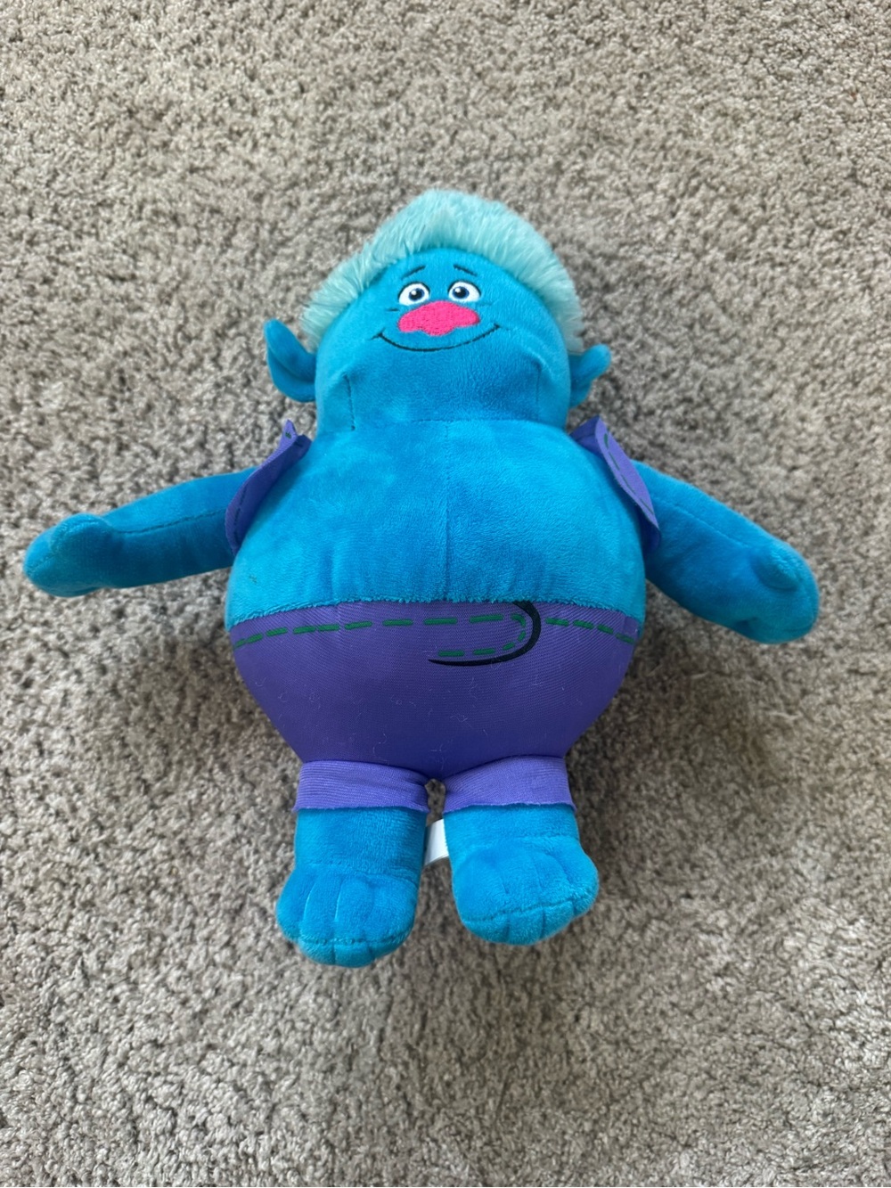Trolls Biggie Blue Plush Troll with Purple Outfit